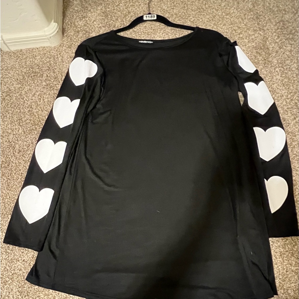 Soft Material Brand New , Hearts on the Sleeves , 95% Rayon , 5% Spandex .